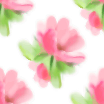 Seamless pattern with watercolor flowers. Vector