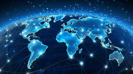 Fototapeta premium Global communication network. Trade disputes, economic imbalances, and efforts for international cooperation concept.