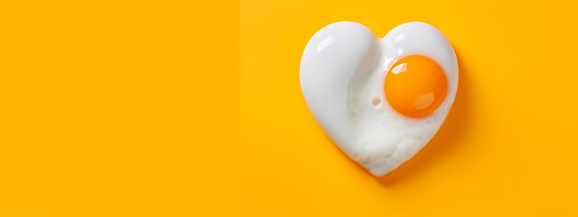 An artistic high-detail depiction of a heart-shaped fried egg