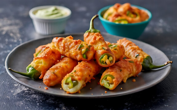 Capture the essence of Jalapeno Poppers in a mouthwatering food photography shot Generative AI