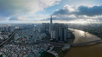 June 14, 2022: panoramic view of Landmark residential area, where there is an 81-storey building,...