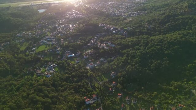 Drone view of the green Montenegro mountains