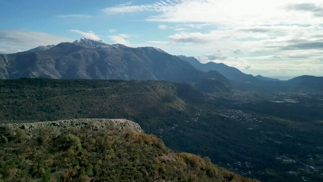 Drone view of the green Montenegro mountains