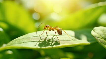 A small insect is busy working on a green leaf in the outdoors.