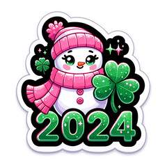 snowman with shamrock and 2024