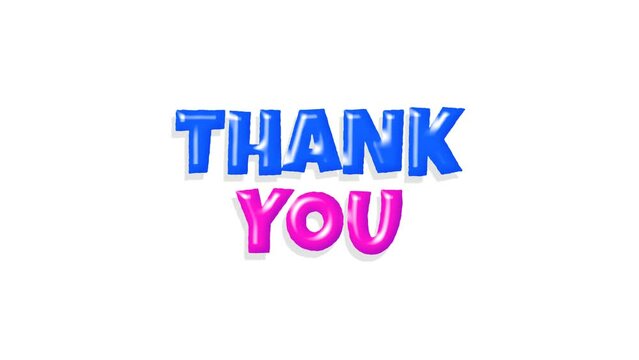 Animated Thank You with wiggle text pop-up animation in a cute style and glossy effect. Transparency 4K Alpha Channel. Seamless loop. Perfect for celebration, wishes, events, holiday, and festival.