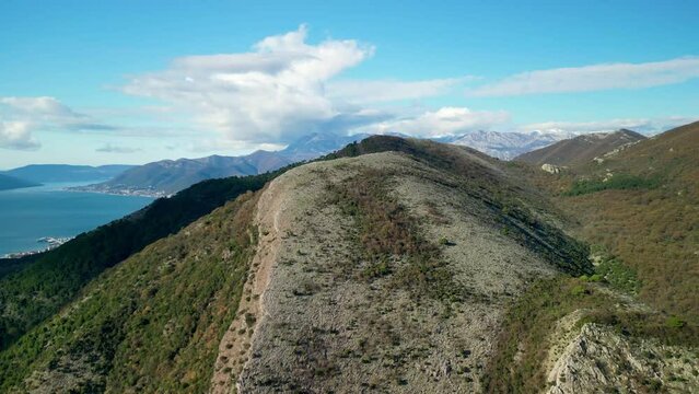 Drone view of the green Montenegro mountains