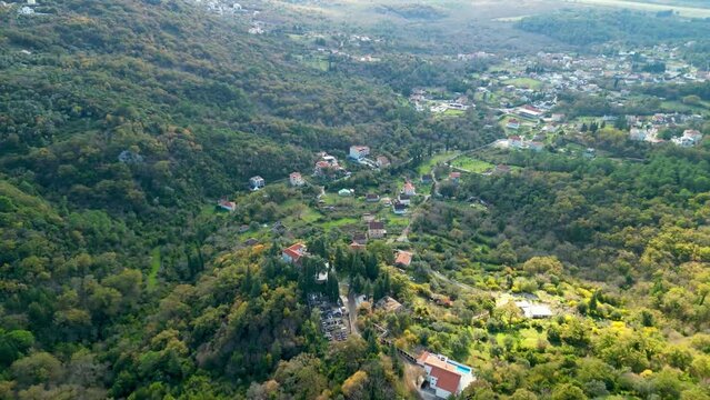 Drone view of the green Montenegro mountains