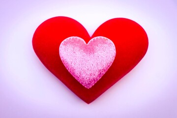 fabric heart on white background, concept of love