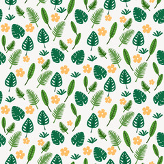 summer floral background Vector seamless. leaf pattern Seamless pattern hand-drawn with tropical leaves. floral seamless pattern with leaves The geometric pattern