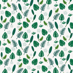 summer floral background Vector seamless. leaf pattern Seamless pattern hand-drawn with tropical leaves. floral seamless pattern with leaves The geometric pattern