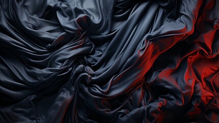 Obraz premium A mesmerizing masterpiece of fluid lines and wild brushstrokes, this abstract art piece showcases a black fabric draped in the vibrant glow of red light, evoking a sense of mystery and passion
