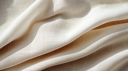 Soft ivory cloth cascades in delicate folds, embodying the timeless elegance of fabric and the allure of fashion - obrazy, fototapety, plakaty