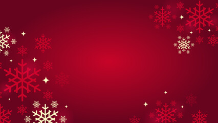 Red christmas background with snowflakes. Winter banner - 689690854