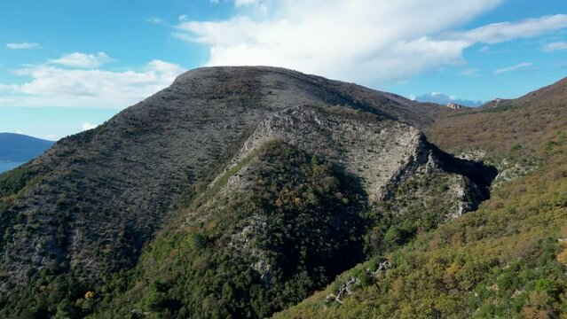 Drone view of the green Montenegro mountains