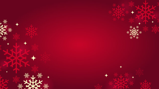Red christmas background with snowflakes. Winter banner