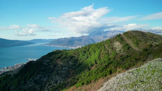 Drone view of the green Montenegro mountains