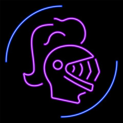 knight neon sign, modern glowing banner design, colorful modern design trends on black background. Vector illustration.