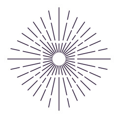 Obraz premium Sunburst firework explosion, bursting or light rays, linear drawing. Vector trendy hand drawn retro isolated design element