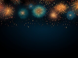 Fototapeta na wymiar A banner background with fireworks, festive, new year celebration backdrop - AI Generative