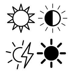 black and white sun weather outline icon pictogram