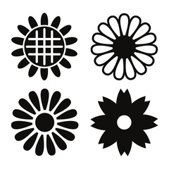 black and white flower outline icon pictogram