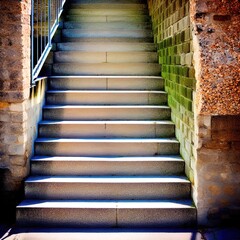 A flight of stone stairs outdoors. Great for stories of travel, adventure, mystery, religion, architecture and more. 