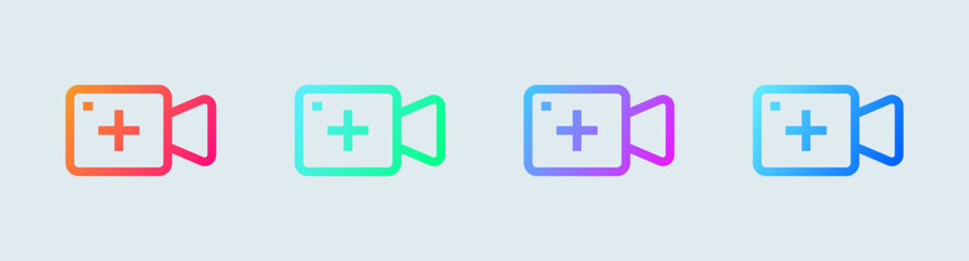 Upload video line icon in gradient colors. Social media signs vector illustration.