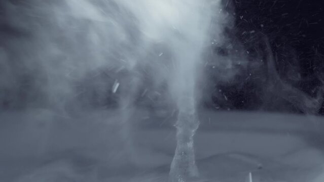 The process of boiling water, a stream of water shooting out of a humidifier or diffuser taken in close-up