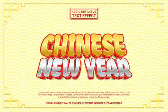 Editable text effect Chinese new year 3d cartoon template style modren premium vector