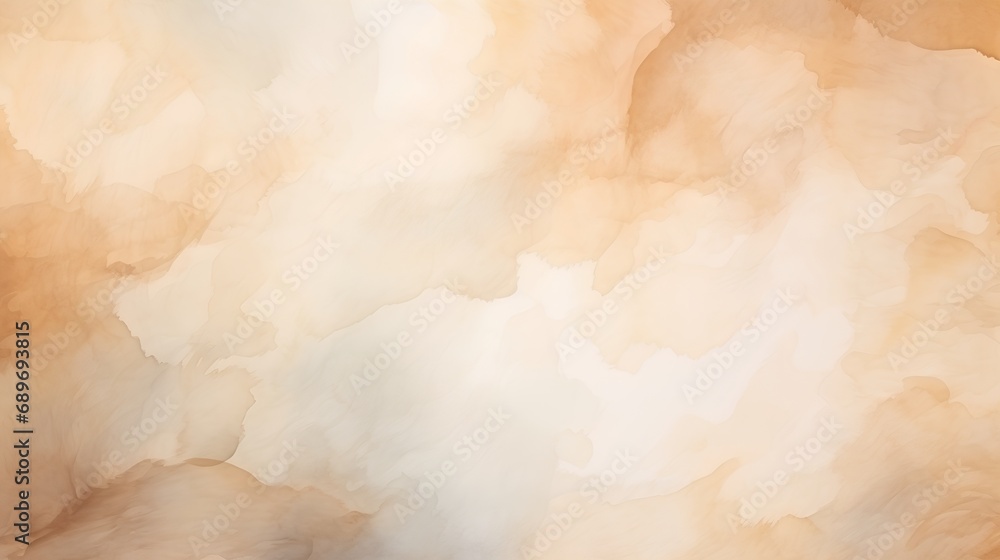 Poster an artistic abstract watercolor background with a harmonious blend of beige tones, creating a soft, 
