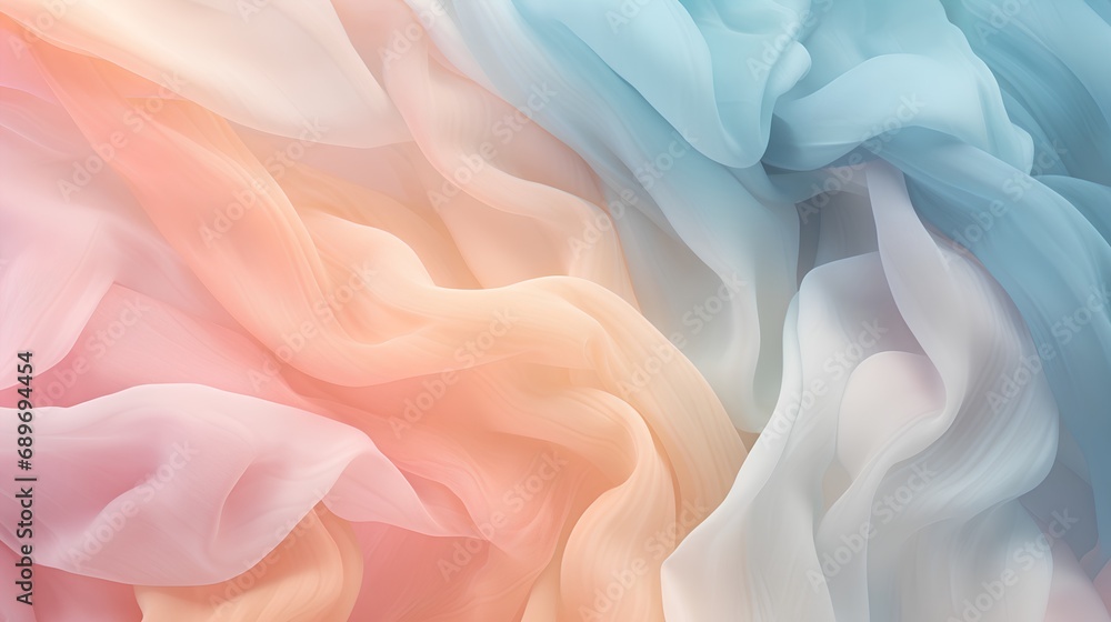 Poster a highresolution image showcasing a closeup of a fabric texture with a soft, pastel color gradient. 