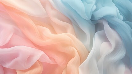 Obraz premium A highresolution image showcasing a closeup of a fabric texture with a soft, pastel color gradient. The material exudes a sense of calm and simplicity, perfect for aesthetic minimalism backgrounds.