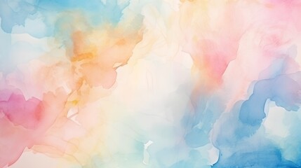 An artistic abstract watercolor background with soft, natural pastel colors blending seamlessly, evoking a tranquil, serene atmosphere.