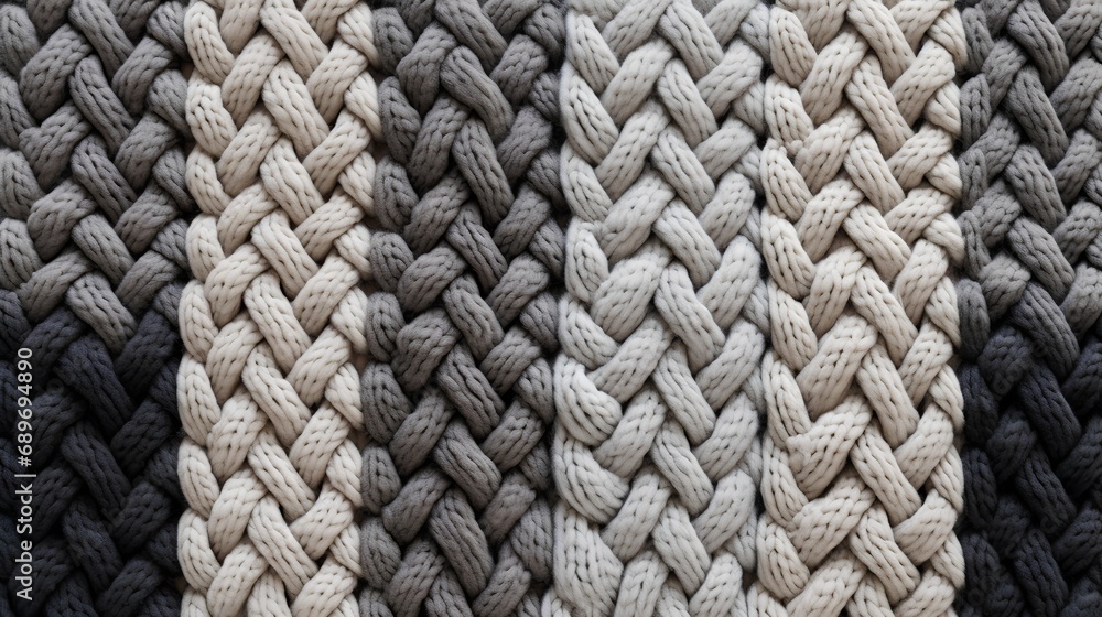 Poster a highresolution image showcasing a beautifully knitted background with a pattern in soothing neutra