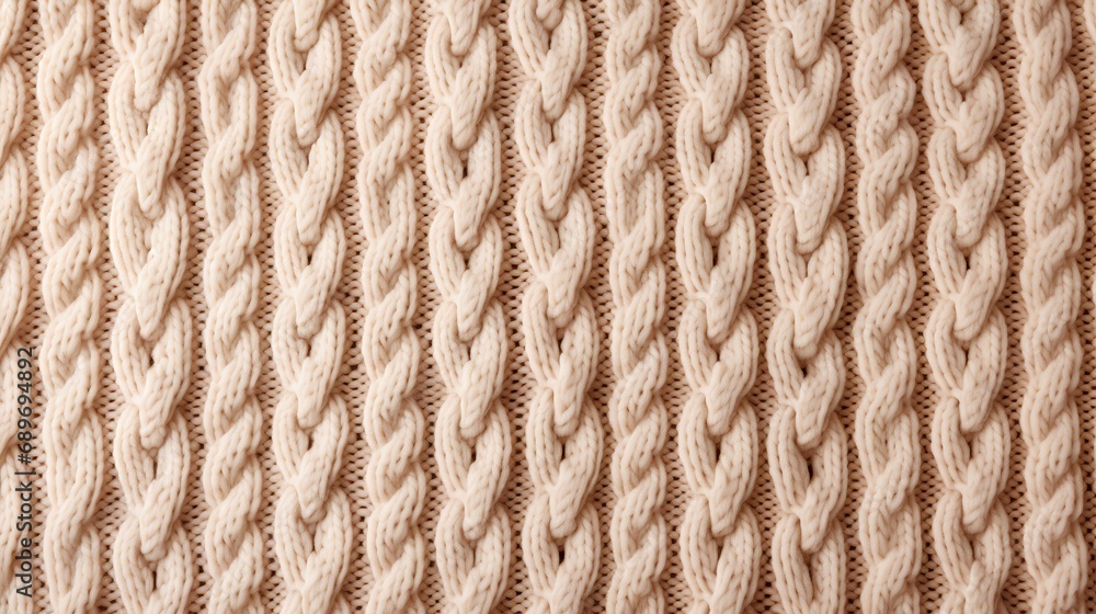 Poster a highresolution image showcasing a beautifully knitted background with a pattern in soothing beige 