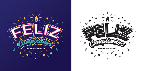 free vector  felis cumpleanos happy birthday lettering © Missingfont