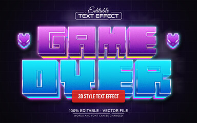 Game over pixel 3d text effect editable