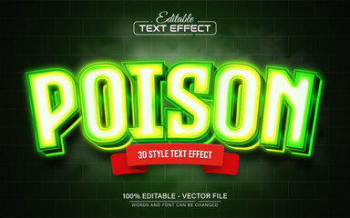 Poison green neon glowing 3d text effect editable