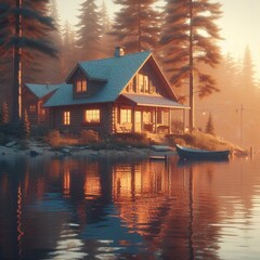 Fototapeta premium house on the river