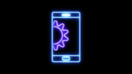 Colorful smart-phone setting icon on a black abstract background.