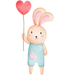 Rabbit holding Balloons Watercolor Element