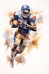 a colourful sketch of an American Football player isolated on a white background	