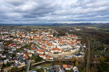 Southern Poland landscape, mountains, autumn, day, sun, sky, clouds, Klodzka Basin, dramatic and majestic scenery