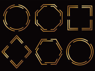 シンプルなフレーム6種セット　ゴールド