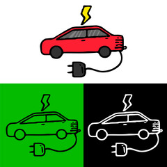 environmental illustration concept of an electric car that saves energy and does not emit air pollution which can be used for an icon, logo or symbol in a flat design style