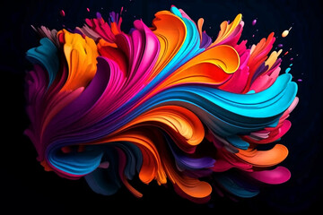 Colorful splash of paint, on a black background