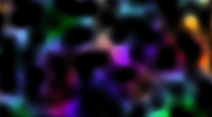 Colourful gradient halftone dots background. Vector illustration. Abstract grunge dots on black background