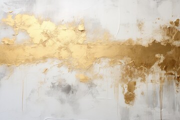A dirty wall with gold paint on it