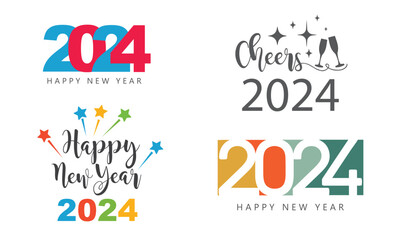 Happy New Year 2024, vector, icon.